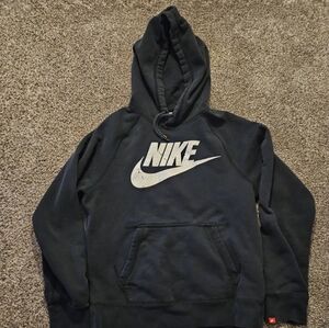 Vintage Nike Big Logo Hoodie Mens S Black White Red Tag Pixelated Y2K